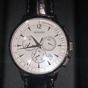 Movado Circa chronograph leather watch